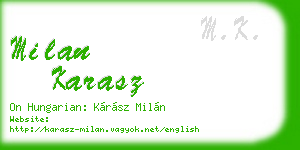 milan karasz business card